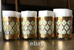 Culver VALENCIA Double Old Fashioned Glasses 22K Gold Mint Condition Set of 4