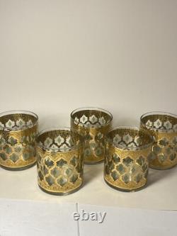 Culver VALENCIA Double Old Fashioned Glasses MCM Barware Mint Condition SET OF 5