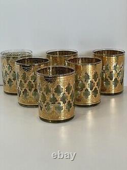Culver ValenciaDouble Old Fashioned Glasses with 22-Karat Gold (6) 1960'sMCM