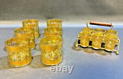 Culver Valencia 22 kt Gold & Green Double Old Fashioned (6) + Shot Glass (6) Set