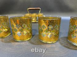 Culver Valencia 22 kt Gold & Green Double Old Fashioned (6) + Shot Glass (6) Set