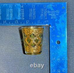 Culver Valencia 22 kt Gold & Green Double Old Fashioned (6) + Shot Glass (6) Set