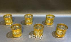 Culver Valencia 22 kt Gold & Green Double Old Fashioned (6) + Shot Glass (6) Set
