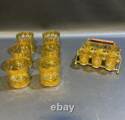 Culver Valencia 22 kt Gold & Green Double Old Fashioned (6) + Shot Glass (6) Set