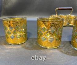 Culver Valencia 22 kt Gold & Green Double Old Fashioned (6) + Shot Glass (6) Set