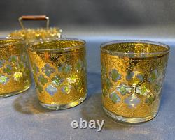 Culver Valencia 22 kt Gold & Green Double Old Fashioned (6) + Shot Glass (6) Set
