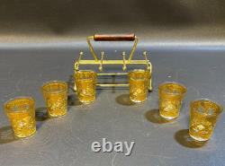 Culver Valencia 22 kt Gold & Green Double Old Fashioned (6) + Shot Glass (6) Set