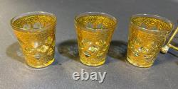 Culver Valencia 22 kt Gold & Green Double Old Fashioned (6) + Shot Glass (6) Set