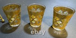Culver Valencia 22 kt Gold & Green Double Old Fashioned (6) + Shot Glass (6) Set