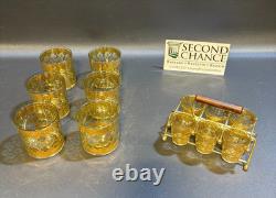 Culver Valencia 22 kt Gold & Green Double Old Fashioned (6) + Shot Glass (6) Set