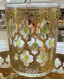 Culver Valencia 22 kt Gold & Green Double Old Fashioned Glasses (set of 8)