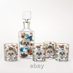 Day of the Dead Decanter & 4 Double Old-Fashioned Glasses-williamssonoma43396
