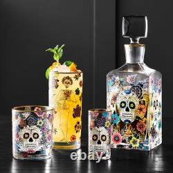 Day of the Dead Decanter & 4 Double Old-Fashioned Glasses-williamssonoma43396