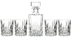 Decanter Glass Set Four Double Old Fashioned Whiskey Bar Glasses Crystal Liquor