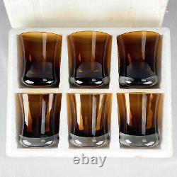 Denby Milnor Sweden Mirage Brown Double Old Fashioned Glass 4 1/4 Set Of 6