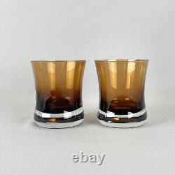 Denby Milnor Sweden Mirage Brown Double Old Fashioned Glass 4 1/4 Set Of 6