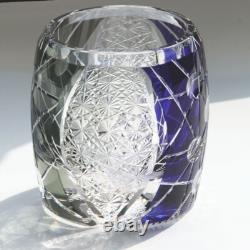Double Color Crystal Whiskey Glasses Tumbler Carved Glassware 9oz Black Blue