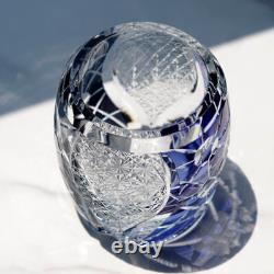 Double Color Crystal Whiskey Glasses Tumbler Carved Glassware 9oz Black Blue