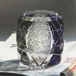 Double Color Crystal Whiskey Glasses Tumbler Carved Glassware 9oz Black Blue