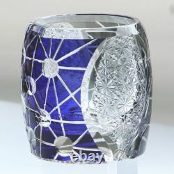 Double Color Crystal Whiskey Glasses Tumbler Carved Glassware 9oz Black Blue