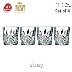 Double Old Fashioned Glasses Waterford Markham Scotch Whiskey Crystal Set of 4