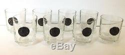 Double Old-Fashioned Glasses with Pewter Heraldic Crest, Set Of Eight