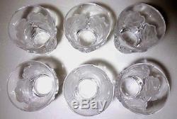 EXCELLENT Lalique Crystal CHENE (1950-) 6 Double Old Fashioned 4 5/8 in BOX