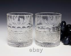 Edinburgh Crystal Thistle Double Old Fashioned Tumbler 1st Quality TWO GLASSES