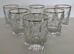 Edward Gold By Ralph Lauren Crystal 6 each Double Old Fashioned Glass Mint Cond