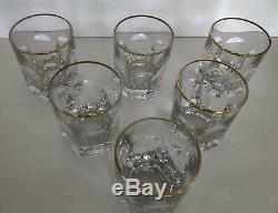 Edward Gold By Ralph Lauren Crystal 6 each Double Old Fashioned Glass Mint Cond