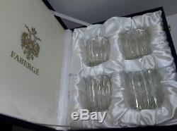 FABERGE Double Old Fashioned WHISKEY Glasses PAVILION Set Of 4 With BOX