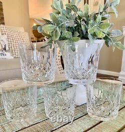 FIVE Waterford Crystal Double Old Fashioned Glasses Lismore Pattern Whiskey 9oz