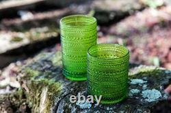 FORTESSA Jupiter Beaded Hobnail Glass 10oz Double Old Fashioned Set of 6 Sage