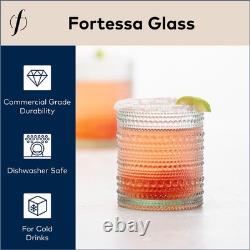 FORTESSA Jupiter Beaded Hobnail Glass 10oz Double Old Fashioned Set of 6 Sage