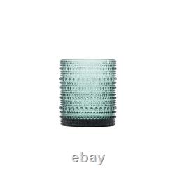 FORTESSA Jupiter Beaded Hobnail Glass 10oz Double Old Fashioned Set of 6 Sage