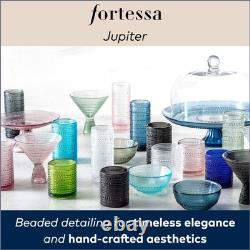 FORTESSA Jupiter Beaded Hobnail Glass 10oz Double Old Fashioned Set of 6 Sage