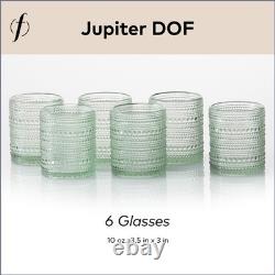 FORTESSA Jupiter Beaded Hobnail Glass 10oz Double Old Fashioned Set of 6 Sage