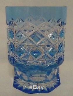 Faberge Na Zdorovye Sky Blue Cut Crystal Double Old Fashioned DOF glass New