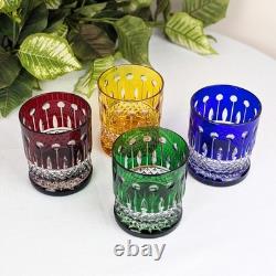 Fabergé Xenia Multicolor Cut to Clear Crystal Double Old Fashioned Glasses (4)