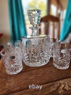 Fifth Ave Portico Crystal Decanter & 4 Double Old Fashioned Glasses -Poland