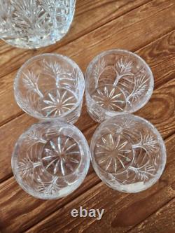 Fifth Ave Portico Crystal Decanter & 4 Double Old Fashioned Glasses -Poland