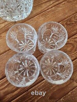 Fifth Ave Portico Crystal Decanter & 4 Double Old Fashioned Glasses -Poland