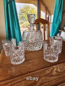 Fifth Ave Portico Crystal Decanter & 4 Double Old Fashioned Glasses -Poland