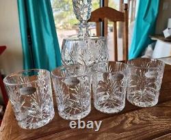 Fifth Ave Portico Crystal Decanter & 4 Double Old Fashioned Glasses -Poland