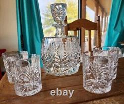 Fifth Ave Portico Crystal Decanter & 4 Double Old Fashioned Glasses -Poland