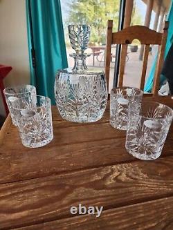 Fifth Ave Portico Crystal Decanter & 4 Double Old Fashioned Glasses -Poland