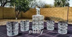 Fine Crystal Decanter and 4 Waterford Double Old Fashioned Glasses Brilliant