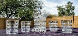 Fine Crystal Decanter and 4 Waterford Double Old Fashioned Glasses Brilliant