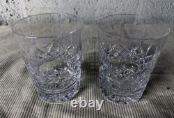 Fine Set Of 2 Waterford Crystal Lismore Double Old Fashioned Glasses Tumblers