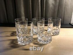 Five Tiffany & Co. Crystal Rock Cut Double Old-Fashioned Crystal Glasses